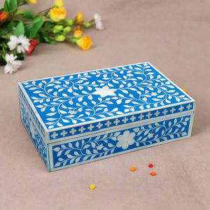 Bone Inlay Mosaic Jewelry Box Handmade Wooden Decorative <b>Storage</b> <b>Chest</b> for Bedroom Vanity and Home Decoration - Product Image 1