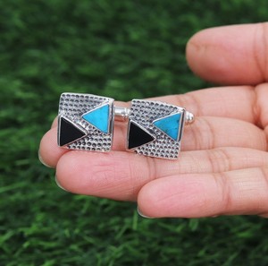 Boutons de manchette en onyx turquoise et argent sterling 925 pour hommes, accessoires de luxe pour smoking, mariage, fiançailles, formel - Product Image 2