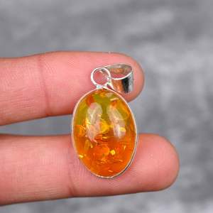 Baltic <b>Amber</b> Gemstone Handmade 925 Sterling Silver <b>Pendant</b> Natural Jewelry Gift For Her Mother - Product Image 2