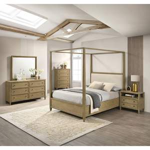 Comodino Rustico a 2 Cassetti con Ripiano Aperto, 1 Pezzo, Beige/Tan, Mobili per Camera da Letto in Legno Naturale - Product Image 5