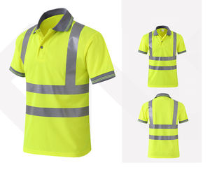 Chemises polo fluorescentes imperméables avec logo personnalisé, vêtements de sécurité réfléchissants unisexes, respirants, à manches courtes, pour le travail et la sécurité - Product Image 4