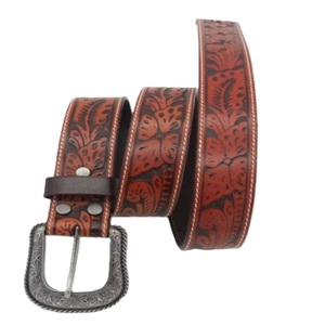 Cinturón de cuero genuino para hombre, estilo western, con grabado y pintura a mano, cinturón de vaquero/vaquera. - Product Image 5
