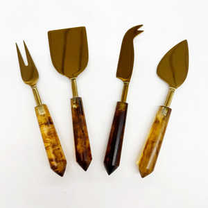 Stainless Steel Cheese Set Cheese <b>Gadgets</b> Set Resin Handle Home <b>Kitchen</b> Gold Cheese Knife Set - Product Image 3