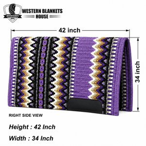 Sous-selle Western pour chevaux, motif violet, en laine de Nouvelle-Zélande, doublure polaire, rembourrage polyester, pour l'équitation, véritable qualité supérieure - Product Image 1