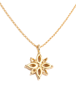 Collar con Colgante de Flor de Rubí y Diamantes Marquise de Diseño, Oro Amarillo Sólido de 18K, Colgante Delicado, Joyería Fina Floral para Novia y Boda - Product Image 3