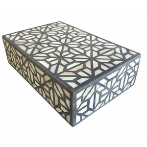 New Arrival Hand Carved Bone Inlay Jewelry Box Bone Decorative Storage Box Bone Inlay Jewelry Organizer in Wholesale Price - Product Image 1