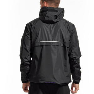 Men's Windproof Hooded <b>Racer</b> <b>Jacket</b> Quarter Zip Sporty Style Solid Color Front Logo Spring Wear - Product Image 2