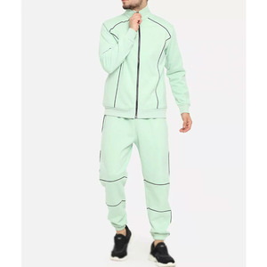 Conjunto deportivo con cremallera para hombre en verde menta, conjunto de jogging con cuello alto, chándal con capucha y cremallera para hombre, chándales ajustados blancos. - Product Image 6