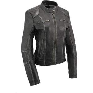Veste en cuir style plongée en peau de mouton noire pour femme 2025 – Tenue tendance pour moto et course automobile - Product Image 5