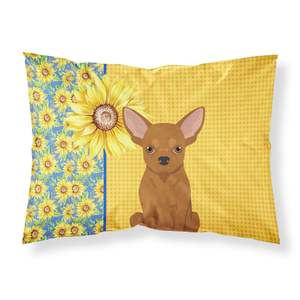 Verano girasoles rojo Chihuahua funda de almohada estándar ligero Super suave fácil cuidado ilustraciones decorativas almohada estándar - Product Image 1