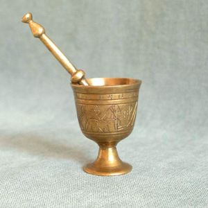 Heavy Duty Brass Mortar And Pestle For Spice Grinding Medicine Preparation And Traditional <b>Kitchen</b> <b>Accessories</b> - Product Image 1