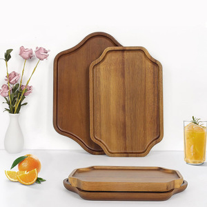 Plateaux de service en bois d'acacia sans danger pour les aliments plateau décoratif en bois planche à charcuterie service de fête et plateaux pour plat à salade de fruits - Product Image 3