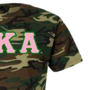 Camiseta de Camuflaje con Letras AKA, Camuflaje Bosque, Estampado de Letras Rosa y Verde, Camiseta Gráfica Informal de Algodón - Product Image 3