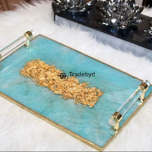 Plateau décoratif de luxe moderne en résine de qualité supérieure, fait main, pour la maison, la salle à manger et les tables basses Tradebyd - Product Image 1