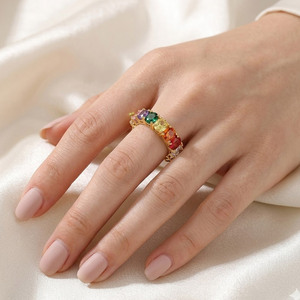 Prong Setting Gemstone Cubic Zircon Fine Rainbow Sapphire <b>Ring</b> - Product Image 5