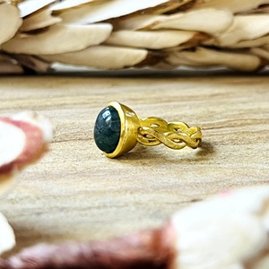 Nouvelle Arrivée Bagues en Agate Mousse Bohème en Laiton pour Femme Plaqué Or 18K Bande Torsadée Bijoux Naturels Vente en Gros/OEM/ODM - Product Image 4