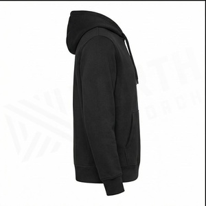 North Approach <b>Men's</b> Black Hooded Sweatshirt Regular Fit Cotton French Terry Casual Front Pocket Design Autumn Wear - Product Image 3