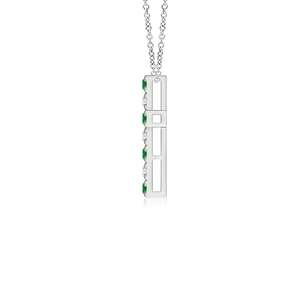 14K Pure Gold IGI Certified Cross <b>Pendant</b> Christmas Gift Flat Prong-Set 2MM 0.27Ctw Green <b>Emerald</b> & 0.18Ct Diamond Cross <b>Pendant</b> - Product Image 3