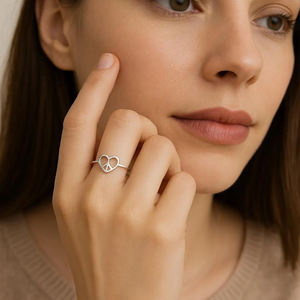 Anillo con Símbolo de Paz en Forma de Corazón, Diseño Clásico, Plata de Ley 925, Joyería Minimalista Hueca para Mujer, Precio de Fábrica al por Mayor - Product Image 6