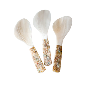 Custom Logo Handmade MOP Shell Spoon Fish Flower Long Handle <b>Mirror</b> Polish Engraveable Design Caviar Tool Storage - Product Image 1