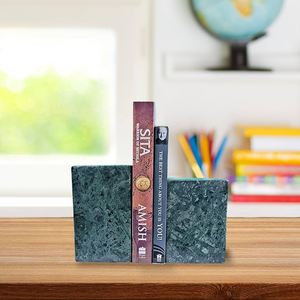 Porte-livres en marbre brun de luxe Impradoor, blocs de marbre massifs rectangulaires, porte-livres décoratifs en marbre foncé de qualité supérieure, lourds - Product Image 2