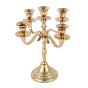 Candelabro de Metal de Diseño Nuevo con Base Cuadrada, 5 Brazos, Acabado Dorado, Hecho a Mano, Ecológico y de Lujo para el Hogar, Bodas, Fiestas y Pascua - Product Image 3