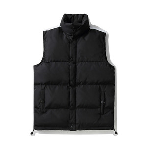 Veste matelassée sans manches à capuche blanche pour homme, en toile, coupe-vent, imperméable, en polyester écologique, style streetwear d'hiver, fermeture éclair - Product Image 3