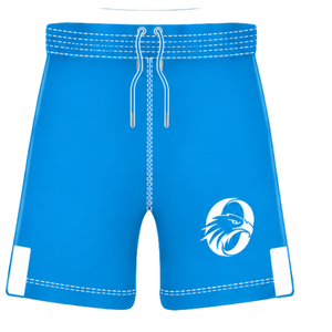 Ensemble uniforme de rugby bleu ciel, blanc et gris à manches courtes, maillot de rugby à col rond avec motif, short à cordon de serrage, performance athlétique pour équipe - Product Image 4