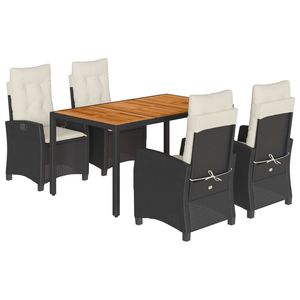 Set da Pranzo da Giardino in Rattan Nero per 4 Persone con Piano in Teak, Resistente alle Intemperie, Design Contemporaneo - Product Image 2