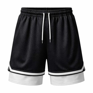 Custom Logo Men's Double <b>Layer</b> Basketball Shorts Mesh Breathable Sports Gym Training Shorts Wholesale - Product Image 1