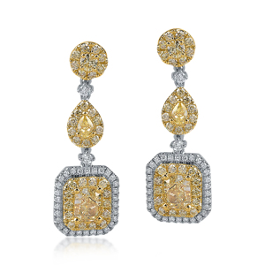 Boucles d'oreilles pendantes classiques pour femmes, plaquées or 18 carats, avec pendentif géométrique en diamant taille poire, bijoux de mariage, boucles d'oreilles tendance en alliage - Product Image 1