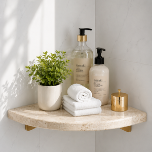 Estante de Esquina de Mármol Blanco para Montar en la Pared, Redondo, Minimalista, Ecológico, Moderno, Decoración para Baño y Hogar - Product Image 5