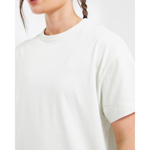 Camiseta de Cuello Redondo para Mujer, Color Blanco Sólido, Corte Holgado, Informal, Tejido de Punto Transpirable, Manga Corta, para Todas las Temporadas - Product Image 6