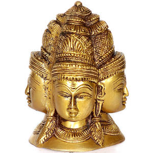 Escultura de latón Shiva de 5 pulgadas hecha a mano, cuatro formas direccionales, hecha en la India - Product Image 1