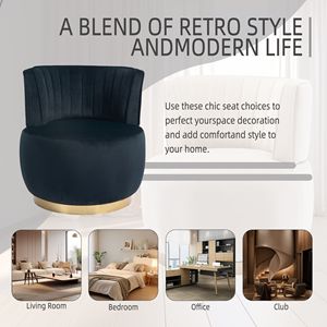 Poltrona COOLMORE Girevole a 360 Gradi, Sedia Imbottita in Velluto Soffice per Soggiorno, Ampia Poltrona Decorativa - Product Image 5