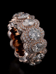 Anillo de Eternidad con Halo de Diamantes de Corte Ovalado de Lujo en Oro Rosa, Anillo de Bodas con Múltiples Diamantes Ovalados para Mujer, Joyería Elegante para Aniversario - Product Image 2