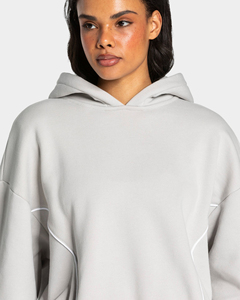 Ensemble de survêtement gris surdimensionné personnalisé pour femme avec détails contrastants – Qualité supérieure en molleton de coton : sweat à capuche et pantalon de jogging large - Product Image 3