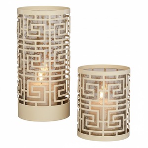 Porte-bougie cylindrique en laiton doré avec découpe géométrique pour la décoration de la maison, mariage, Noël, vaisselle de table - Product Image 5