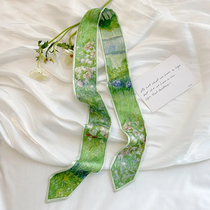 Decorative Silk Bag Strap Oil Painting Style Small Ribbon Long Scarf Belt Fashion <b>Headband</b> Spring and Summer Thin Streamer - Product Image 1
