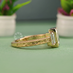 New Design Emerald Cut Fine <b>Diamond</b> Jewelry Lab Created <b>Diamond</b> <b>Ring</b> in Yellow Gold for Women's from India Supplier - Product Image 4