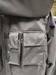 Chaqueta Safari de Invierno para Hombre, Recubierta de Mezclilla, Cuero Genuino, Grosor Estándar, Cuello Alto, Impermeable, Botones de Cuerno, Servicio OEM - Product Image 6