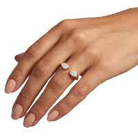 Bague Minimaliste Ajustable en Or Massif 9K 10K 14K 18K avec Diamant de Laboratoire Poire Goutte d'Eau Couleur DEF Clarté VS VVS, Bijou Délicat Empilable