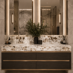 Dalle de pierre de granit crème d'Alaska Natural Movement Premium pour comptoir intérieur, avec fond crème chaud et surface douce - Product Image 2