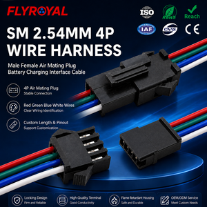 Conector de cable <span class=keywords><strong>SM</strong></span> de 2.54mm 4P, arnés de cableado de 2, <span class=keywords><strong>3</strong></span>, 4, 5, 6 pines, macho y hembra, terminal de carga de batería, conjunto de cable. - Product Image 1