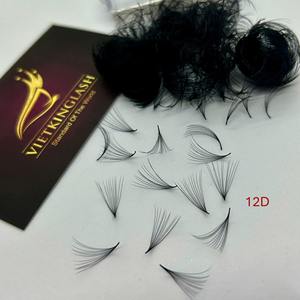 Extensions de cils pré-faits professionnels, volume 10D-20D, courbure CC/DD/M/L, épaisseur 0,03-0,10 mm, noir mat, longueur naturelle - Product Image 4