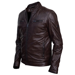 Chaqueta de Motociclista para Hombre, Invierno, 100% Poliéster, Reversible, Impermeable, Gruesa, Estilo Café Racer, Vintage, Color Marrón Desgastado - Product Image 4