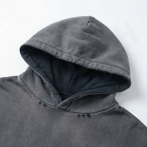 Sudadera con capucha oversize para hombre, estilo vintage, con lavado ácido, de felpa francesa gruesa, con cremallera, teñido liso, para invierno, estilo urbano, color personalizado - Product Image 4