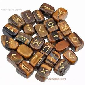 Venta al por mayor de Lapislázuli curativo, cristales grabados con runas Elder Futhark, piedras semipreciosas talladas para Feng Shui y artesanía. - Product Image 3