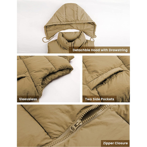 Chaleco Acolchado con Capucha para Mujer, Diseño ODM, Color Sólido, Cierre de Cremallera, Ropa Exterior Informal, Relleno de Poliéster, Largo Regular, Superventas - Product Image 4
