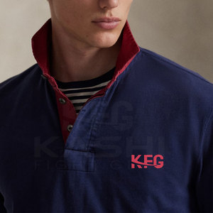 Camiseta de Rugby de Manga Larga de Algodón Transpirable Tejida en Pakistán para Hombre con Bordado Personalizado para Uniforme de Equipo y Uso Casual - Product Image 5